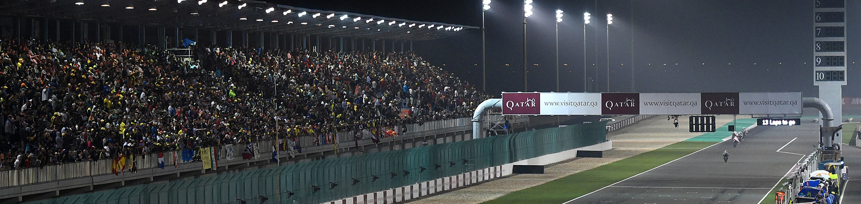 General view of action during the MotoGP of Qatar at Losail International Circuit