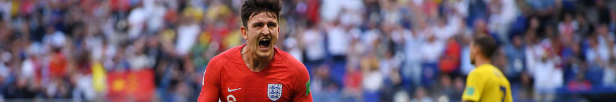 Harry Maguire celebrates scoring for England