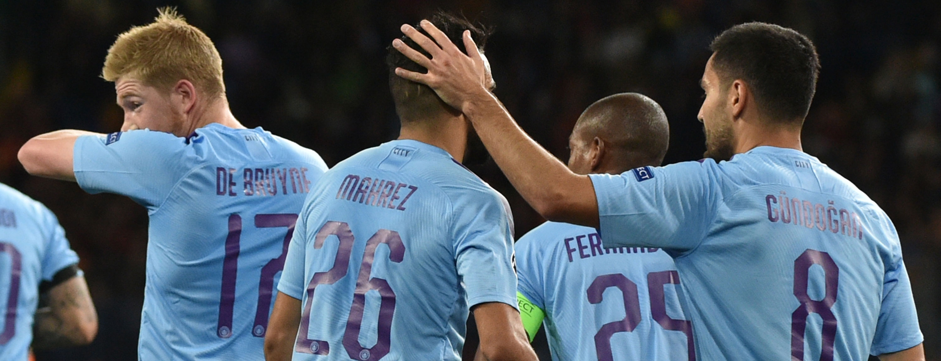 Manchester City players celebrate